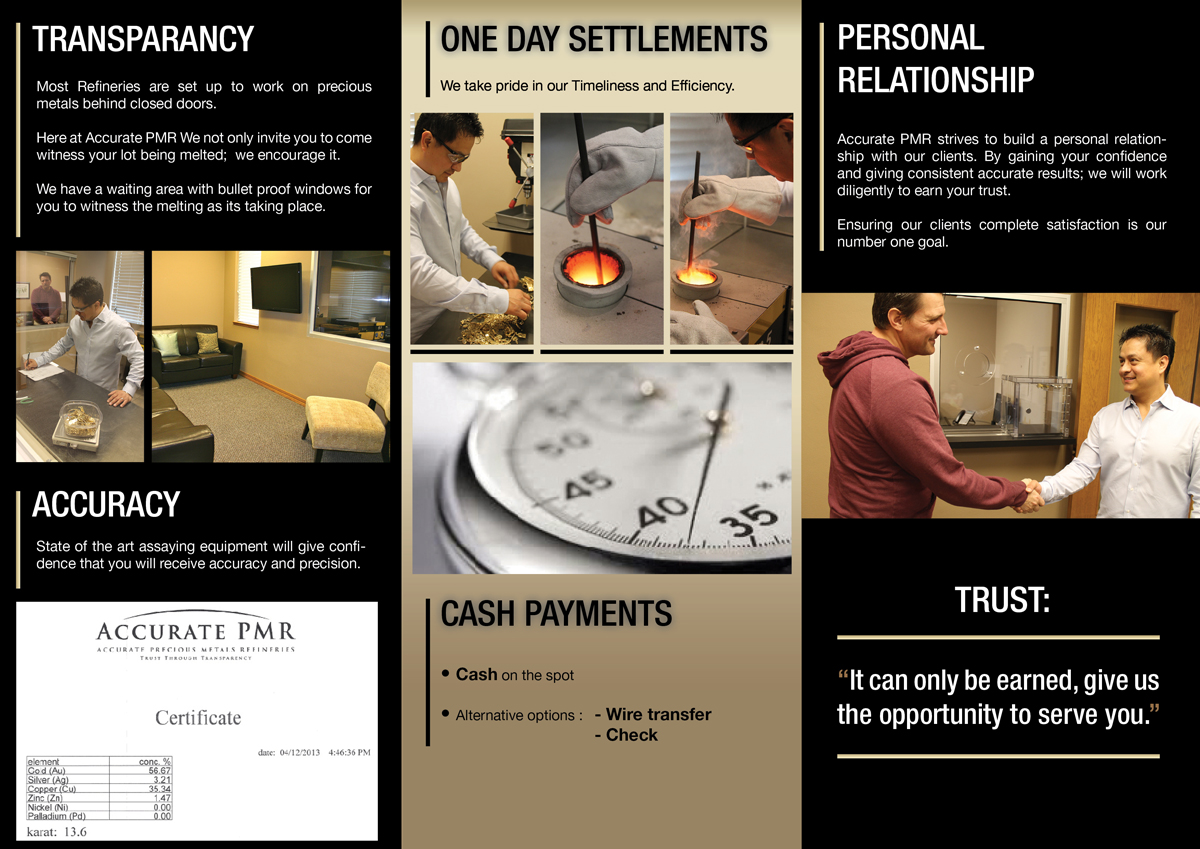 Brochure Design by Visualland for Accurate Precious Metals Refineries Inc. | Design #1730559