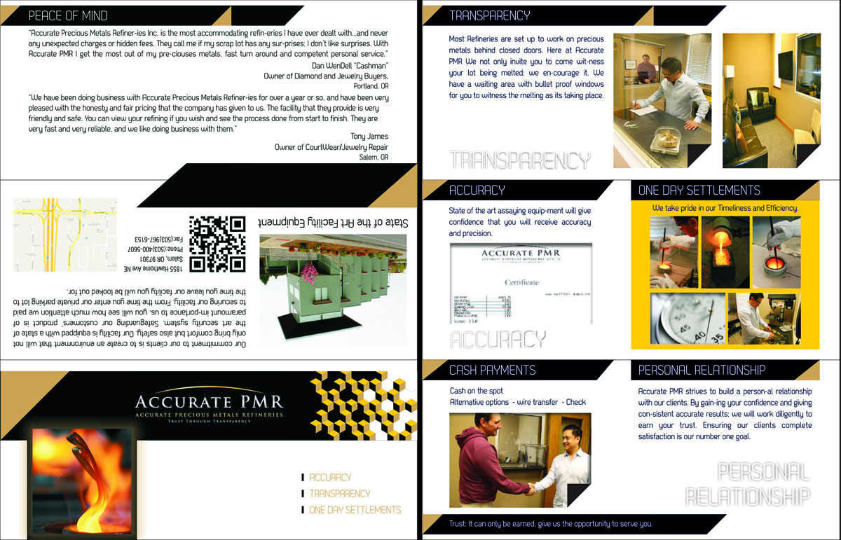 Diseño de Brochure por Neha Dsouza para Accurate Precious Metals Refineries Inc. | Diseño #1723021