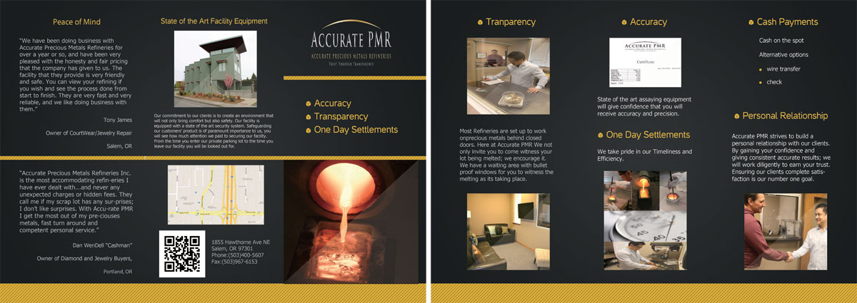Brochure Design by Neha Dsouza for Accurate Precious Metals Refineries Inc. | Design #1724225