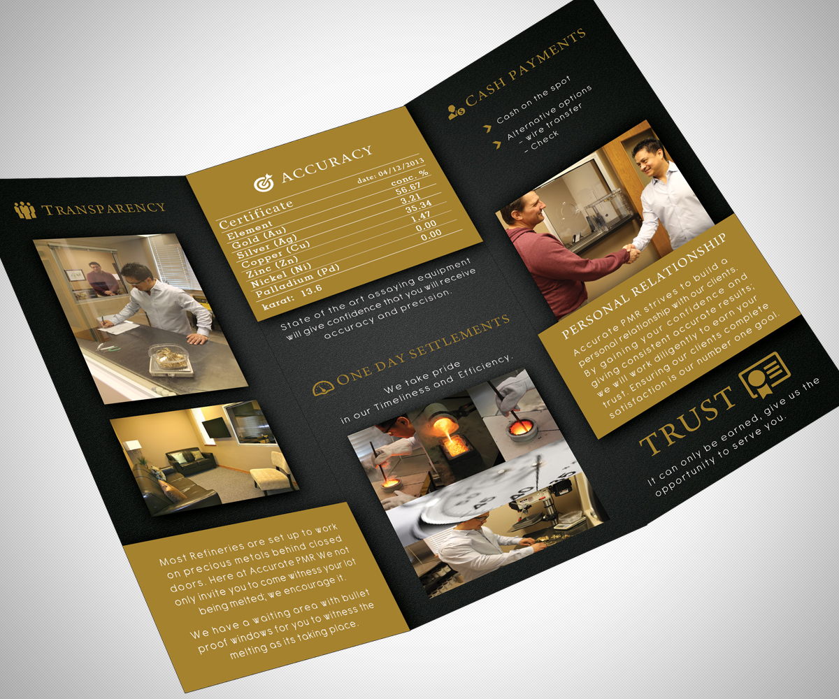 Brochure Design by neboica for Accurate Precious Metals Refineries Inc. | Design #1725394
