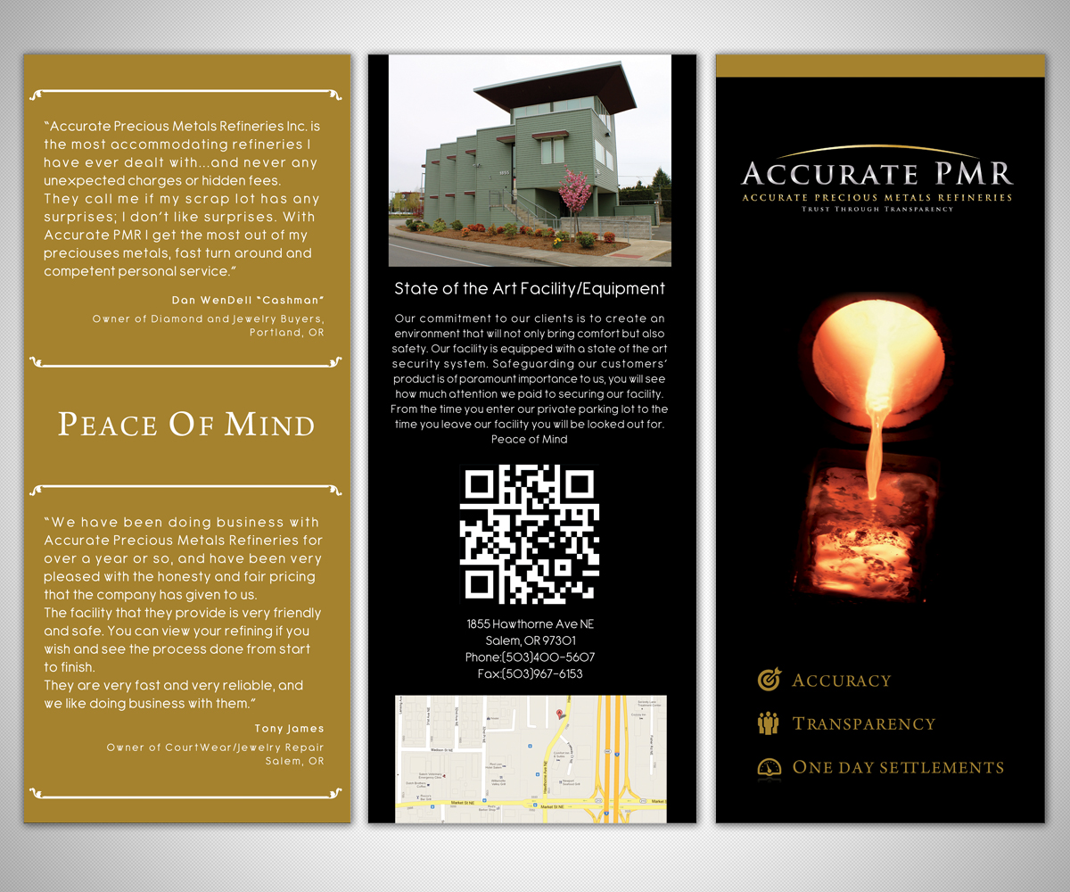 Design de Brochure par neboica pour Accurate Precious Metals Refineries Inc. | Design : #1727553