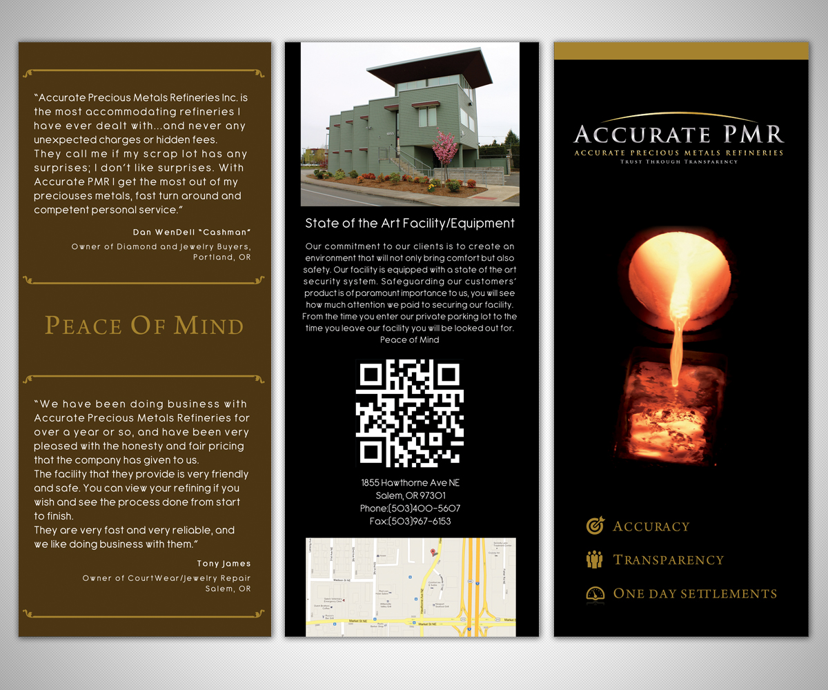 Brochure Design by neboica for Accurate Precious Metals Refineries Inc. | Design #1727559