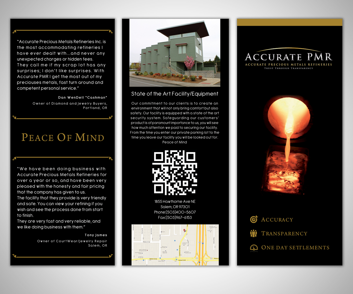 Brochure Design by neboica for Accurate Precious Metals Refineries Inc. | Design #1727580