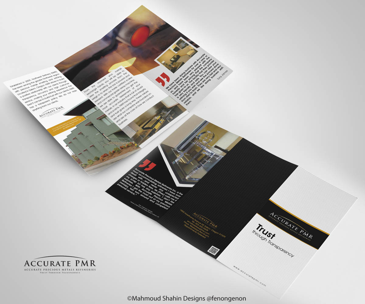 Design de Brochure par Mahmoud Shahin pour Accurate Precious Metals Refineries Inc. | Design #1708283