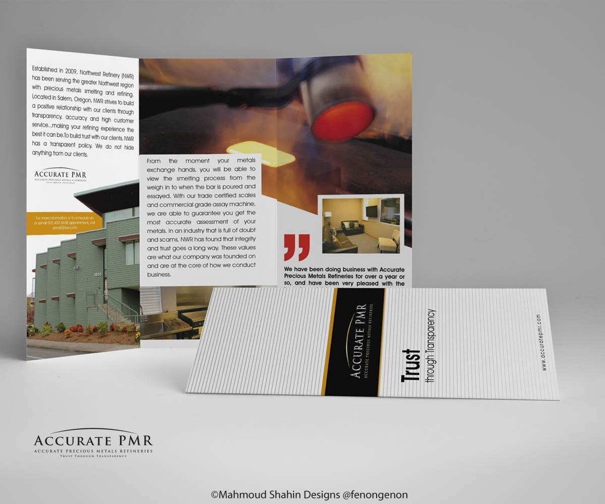 Brochure Design by Mahmoud Shahin for Accurate Precious Metals Refineries Inc. | Design #1708290