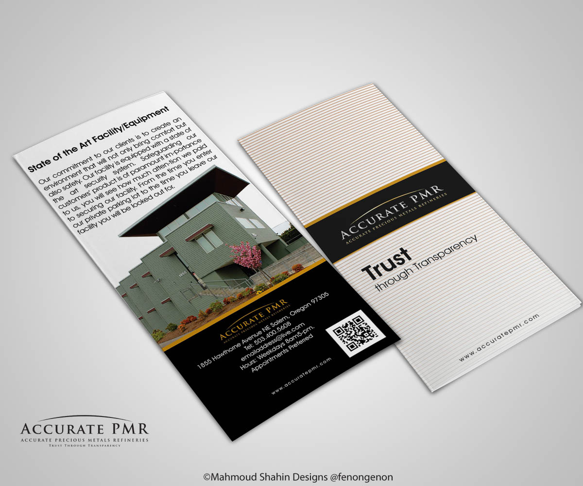 Brochure Design by Mahmoud Shahin for Accurate Precious Metals Refineries Inc. | Design #1727143