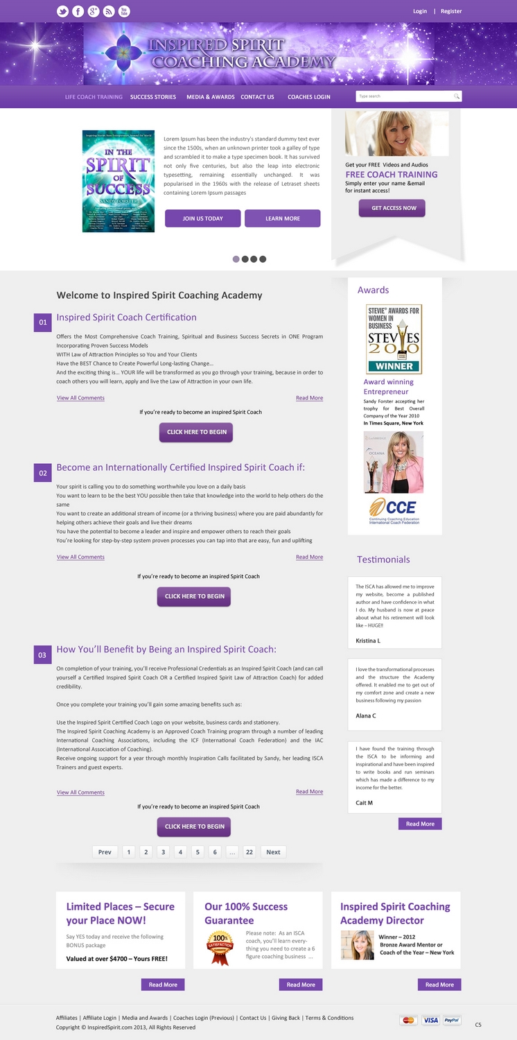 Web Design by pb for Inspired Spirit | Design #1710202