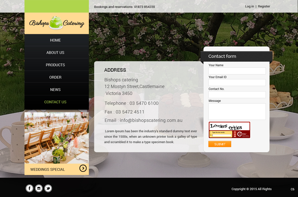 Web Design par pb pour Bishop''s Catering | Design #6514584