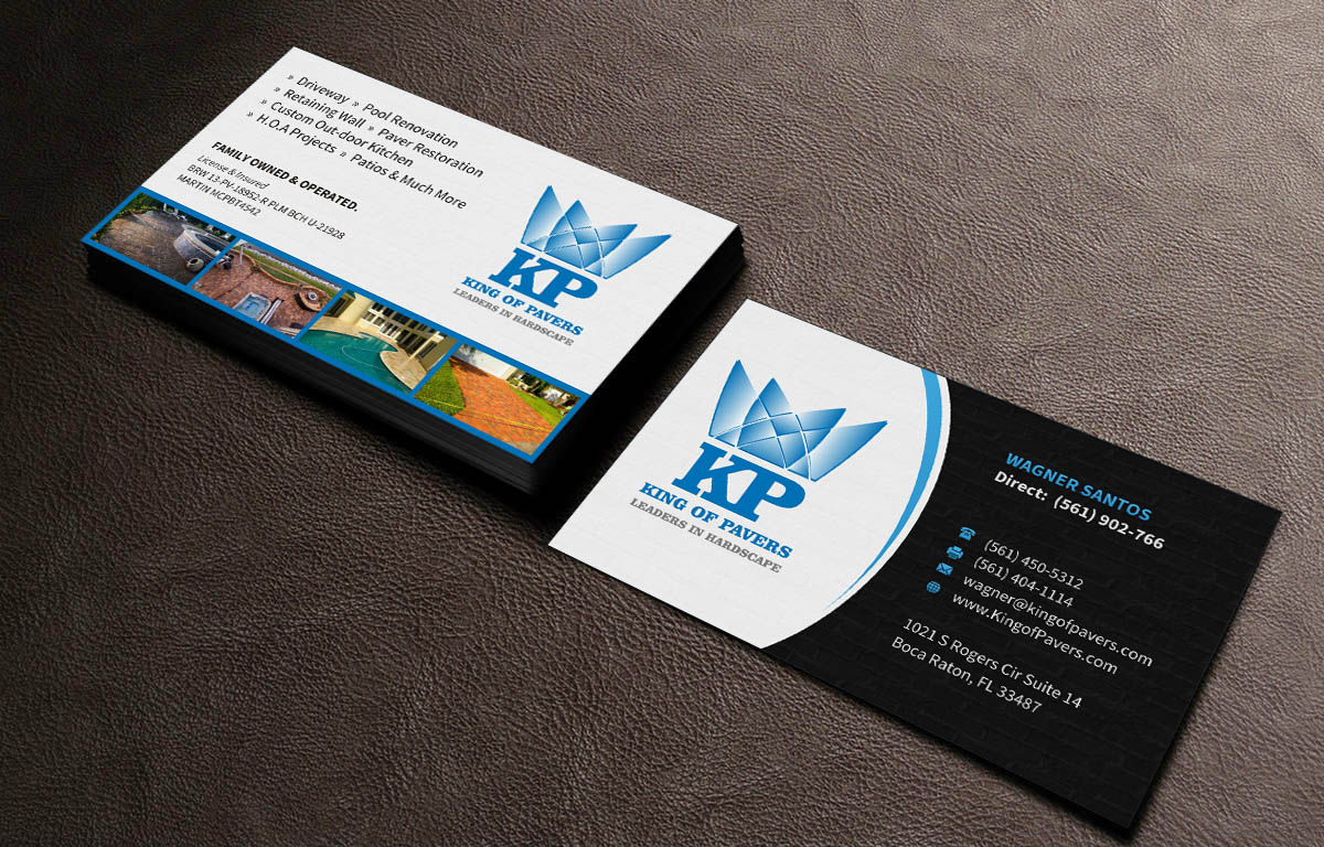 Business Card Design by INDIAN_Ashok for King of Pavers corp | Design #6512790