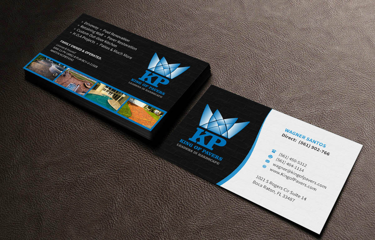 Business Card Design by INDIAN_Ashok for King of Pavers corp | Design #6512792