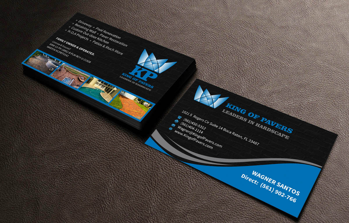 Business Card Design by INDIAN_Ashok for King of Pavers corp | Design #6512794