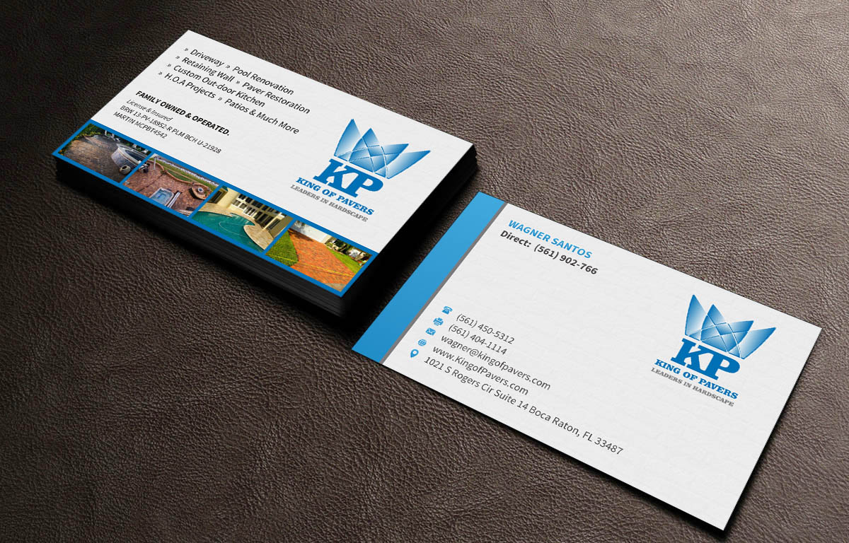Business Card Design by INDIAN_Ashok for King of Pavers corp | Design #6512796