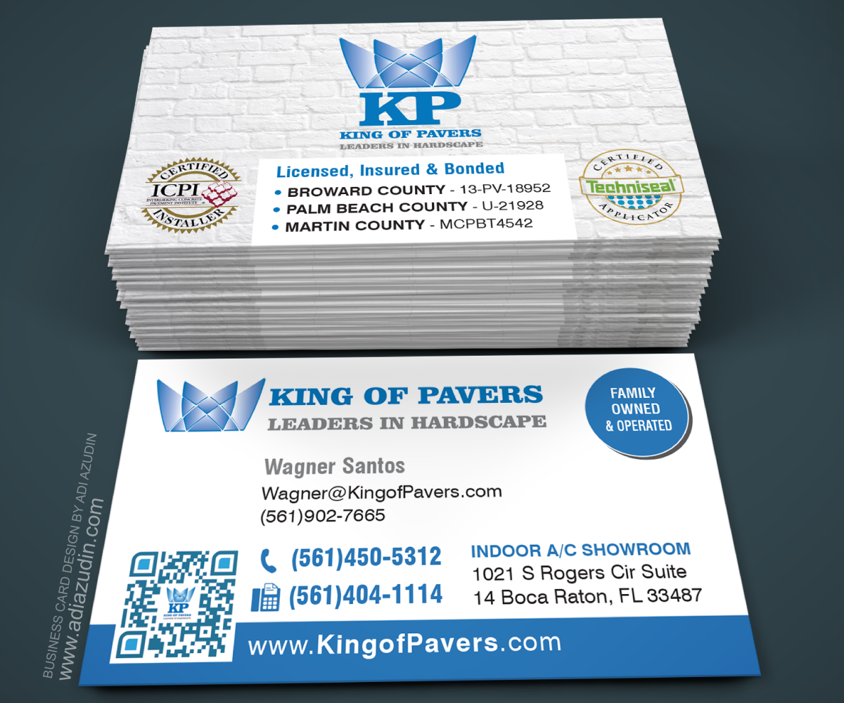 Business Card Design by adiazudin for King of Pavers corp | Design #6515738
