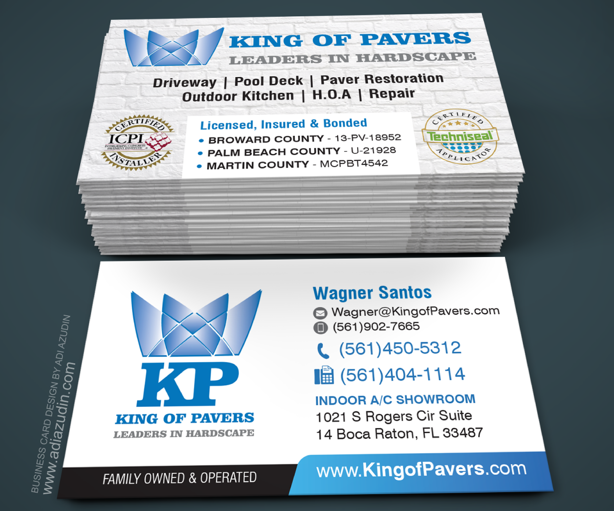 Business Card Design by adiazudin for King of Pavers corp | Design #6515934