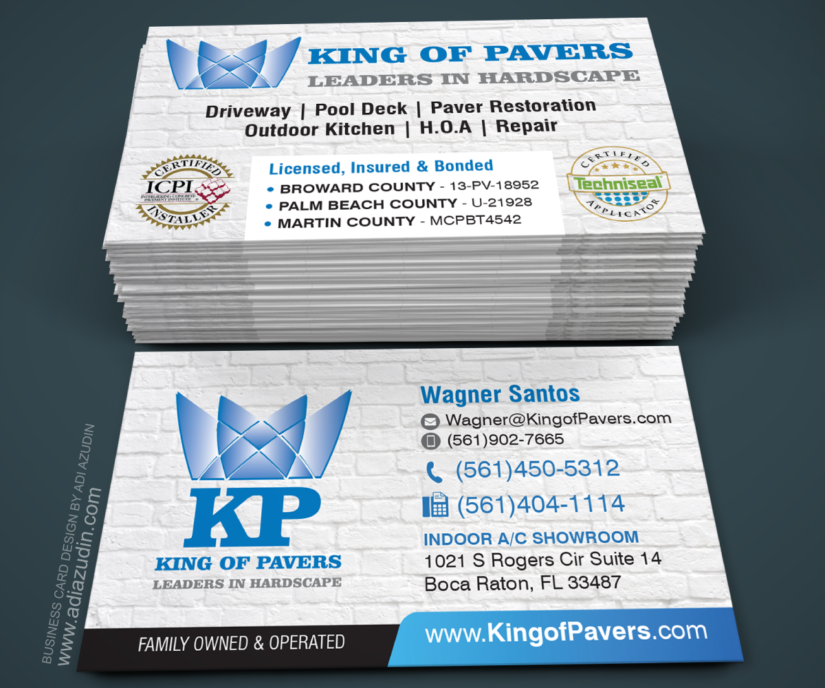 Business Card Design by adiazudin for King of Pavers corp | Design #6516097