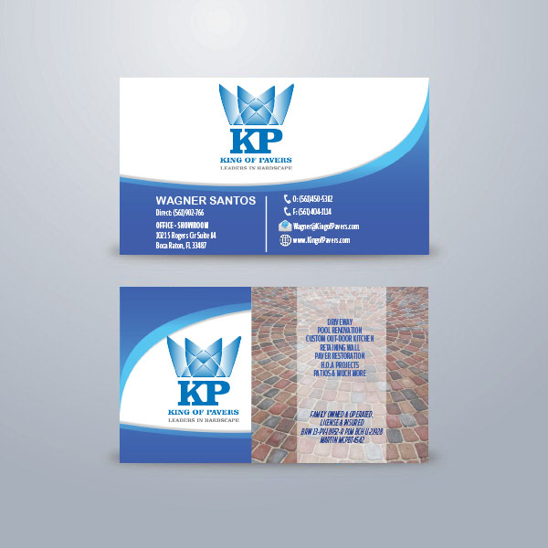 Business Card Design by angelonyamu for King of Pavers corp | Design #6521460