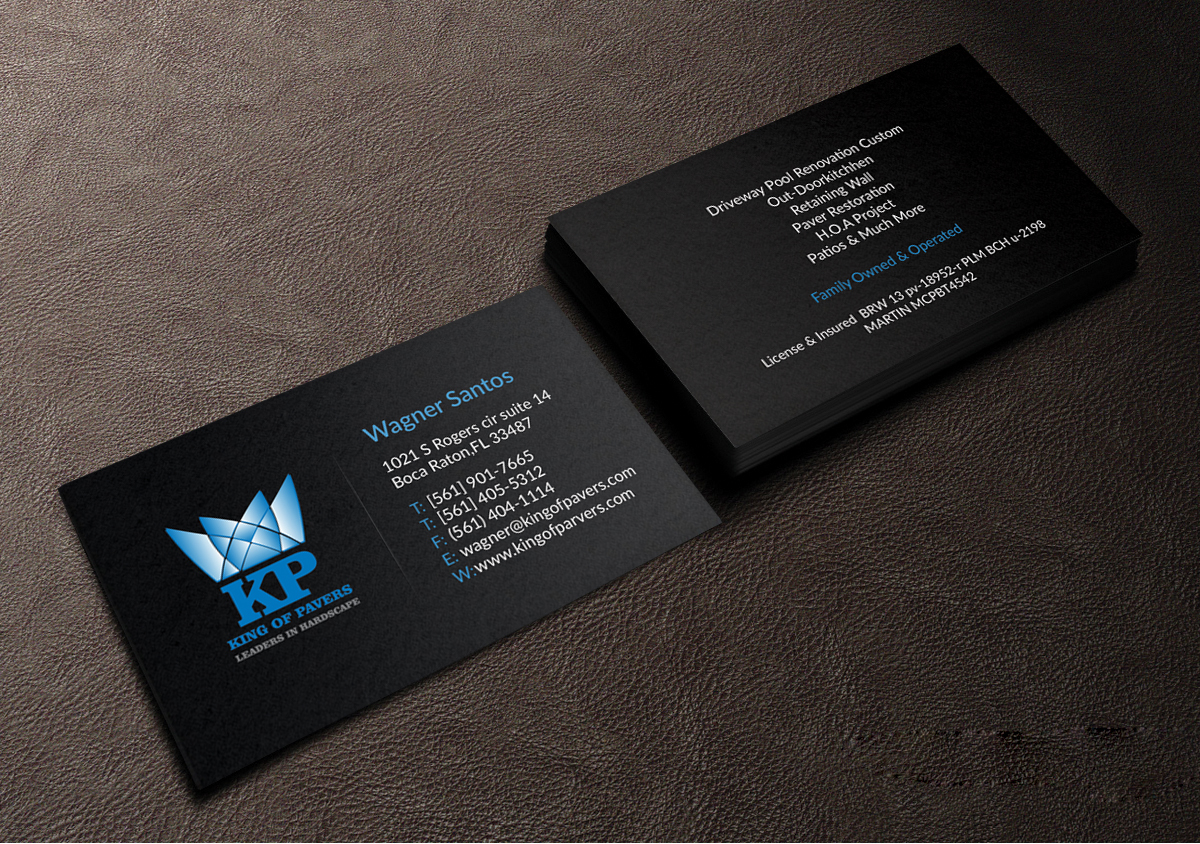 Business Card Design by Creations Box 2015 for King of Pavers corp | Design #6524592