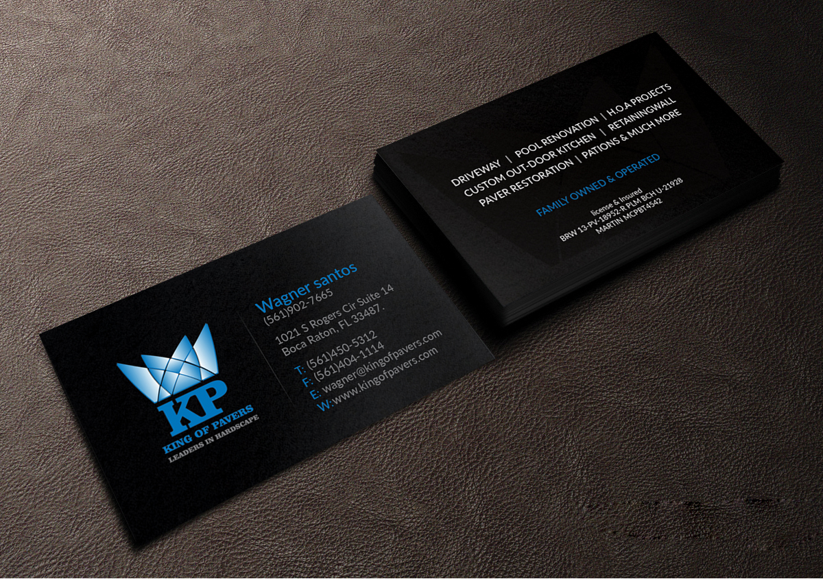Design de Carte de Visite par Creations Box 2015 pour King of Pavers corp | Design #6524631