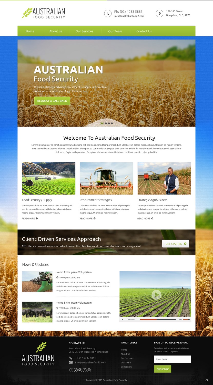 Web Design by pb for Australian Food Security | Design #6524201