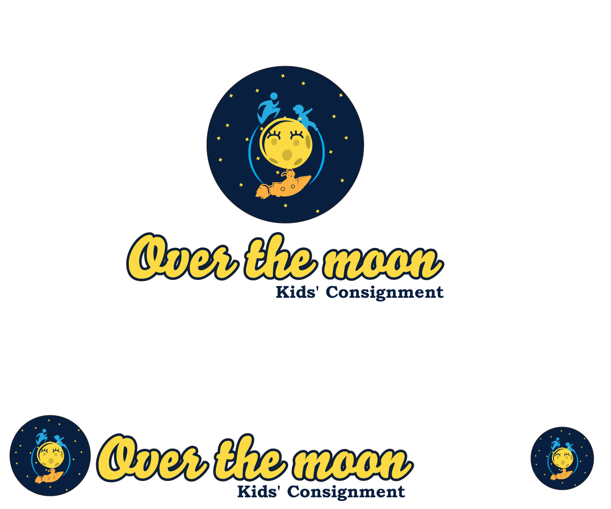 Logo Design by OnlineDesign for Over the Moon Kids'' Consignment | Design #6516527