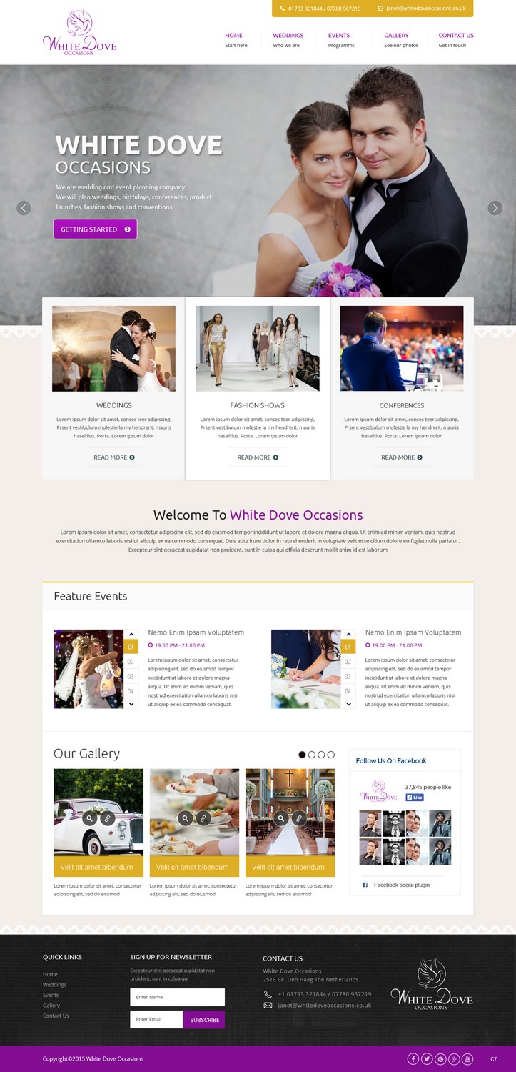 Web Design by pb for White Dove Occasions | Design #6524443