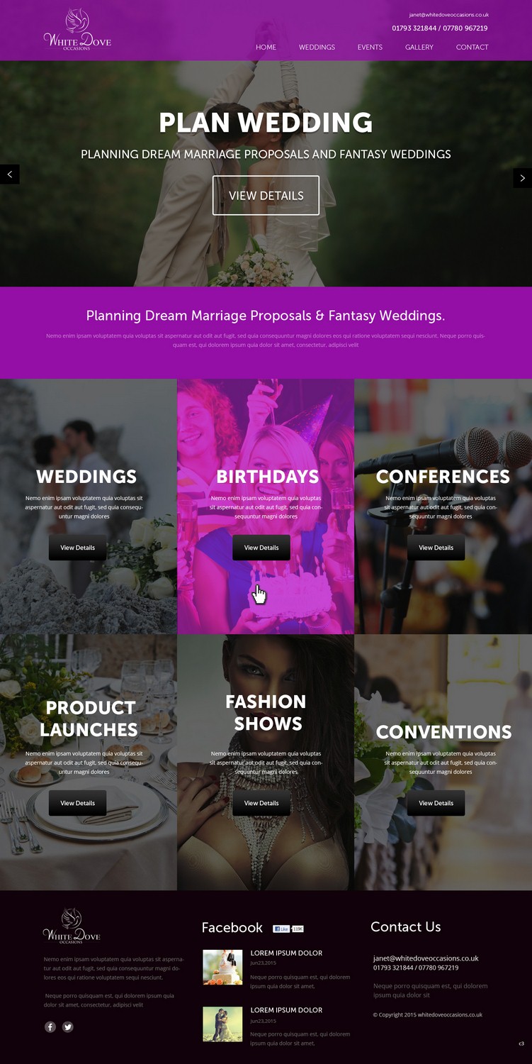 Web Design by pb for White Dove Occasions | Design #6532460