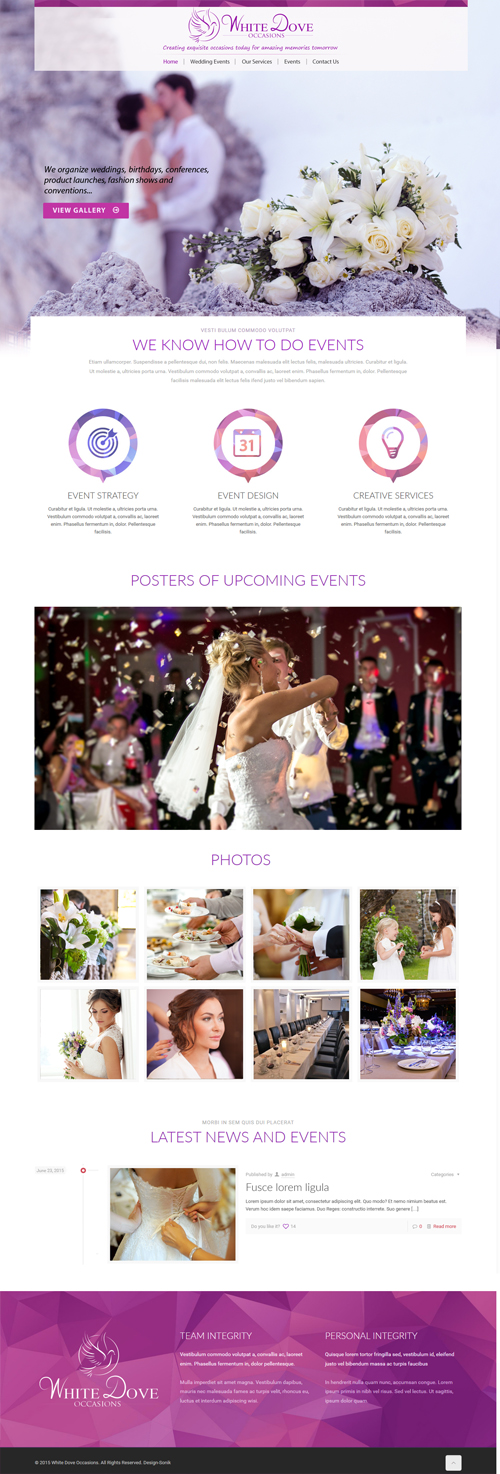 Diseño Web por J. Chaturvedi para White Dove Occasions | Diseño #6529880