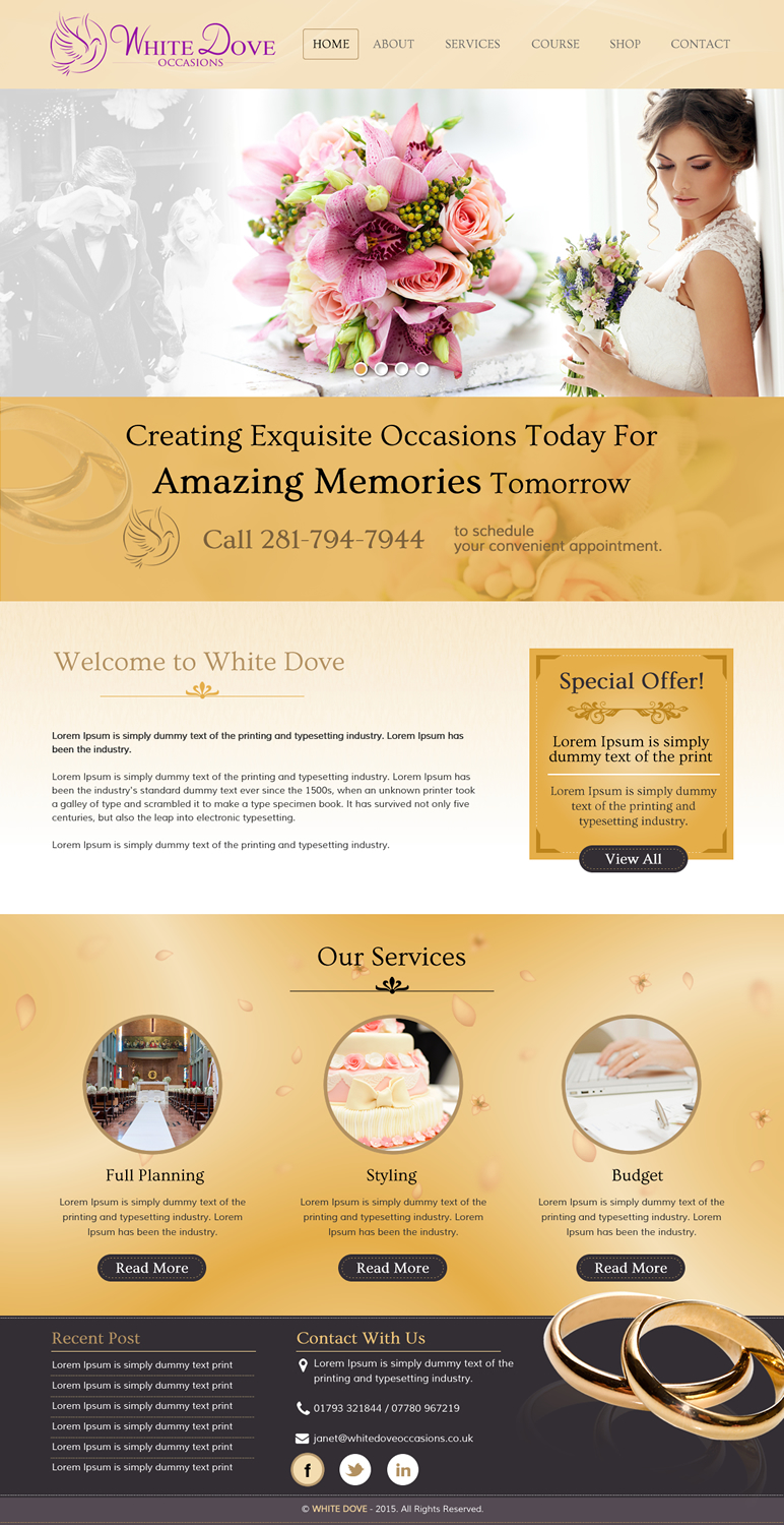Web Design by rightway for White Dove Occasions | Design #6538314