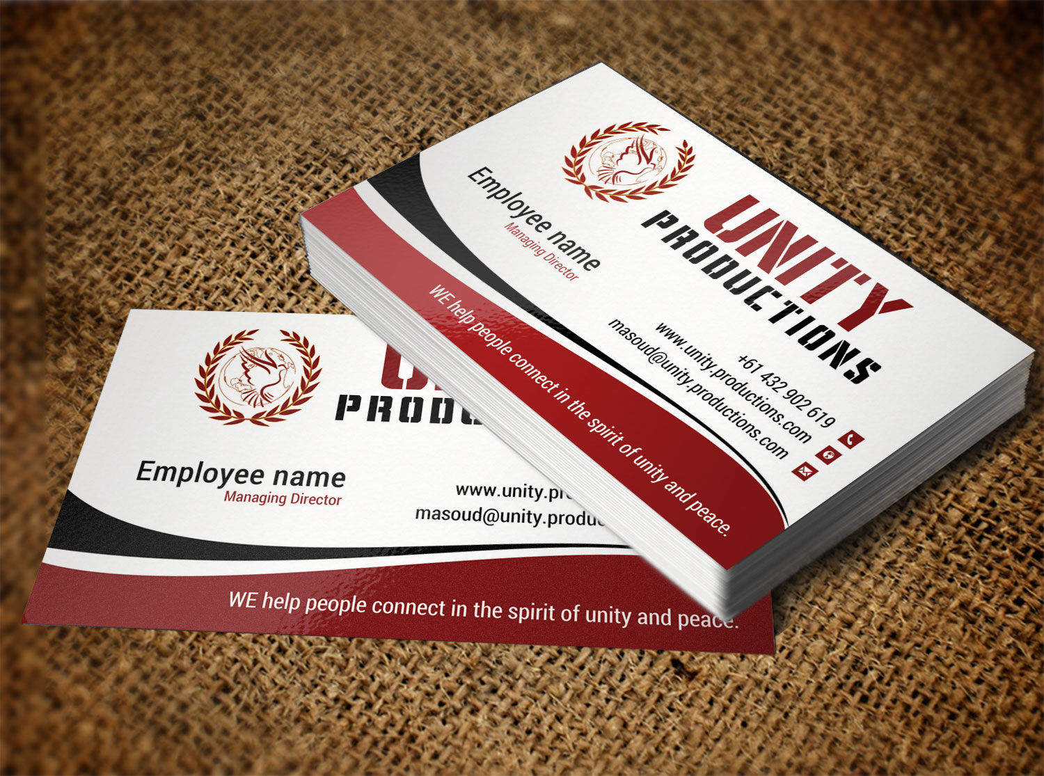 Business Card Design by Lanka Ama for Unity Productions | Design #6523217