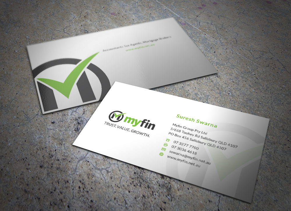 Diseño de Tarjeta de Presentación por Eggo May P para Myfin Group Pty Ltd | Diseño #6531059