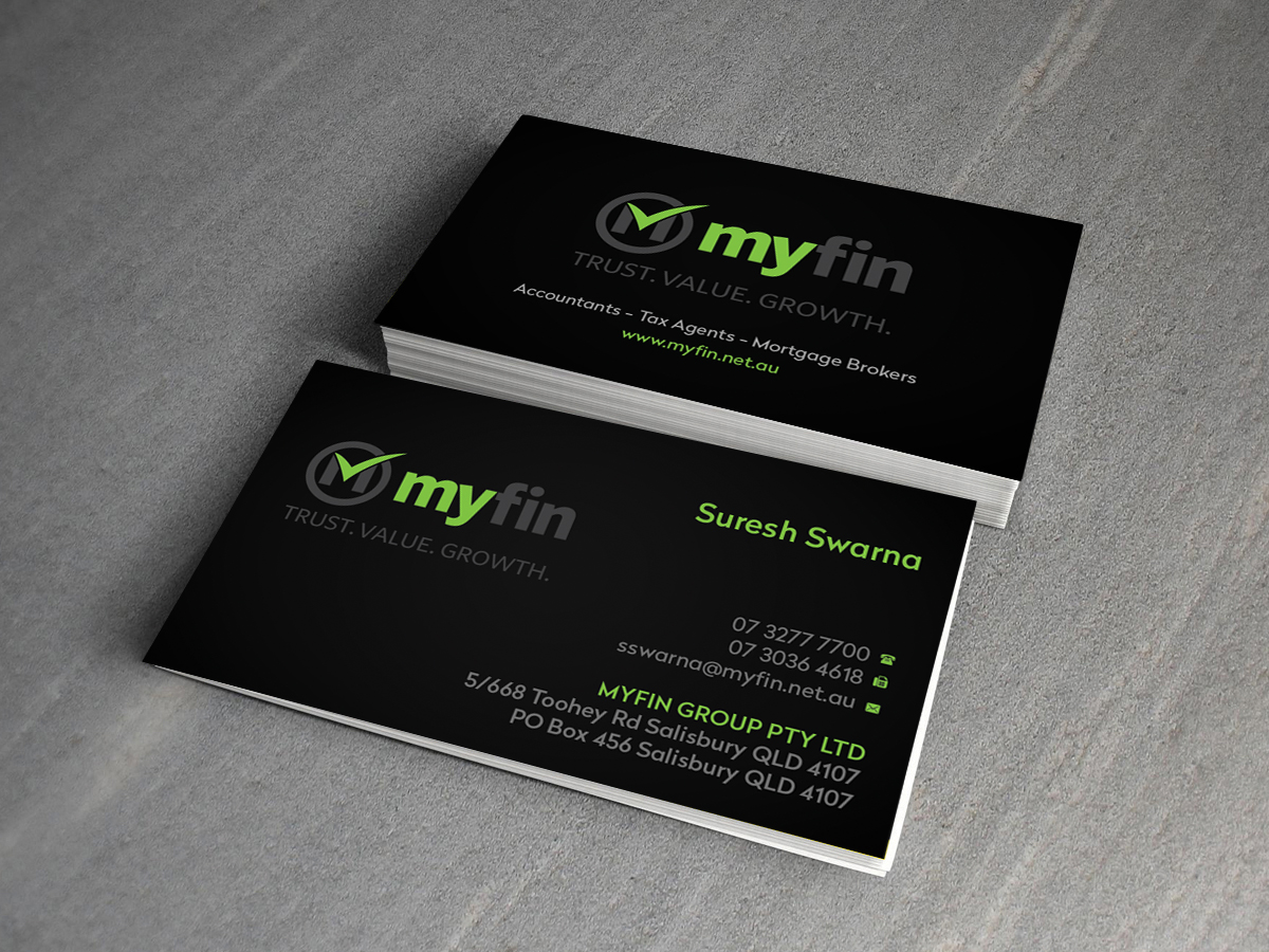 Business Card Design by Creations Box 2015 for Myfin Group Pty Ltd | Design #6535107