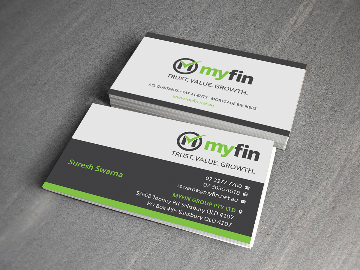 Diseño de Tarjeta de Presentación por Creations Box 2015 para Myfin Group Pty Ltd | Diseño #6535110