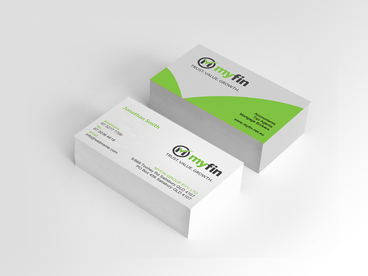 Diseño de Tarjeta de Presentación por Creations Box 2015 para Myfin Group Pty Ltd | Diseño #6535113