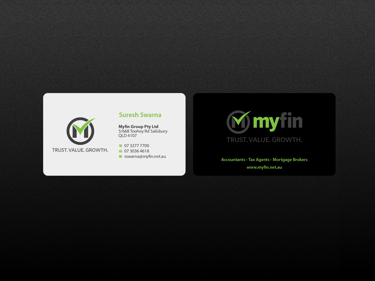Business Card Design by Creations Box 2015 for Myfin Group Pty Ltd | Design #6535119