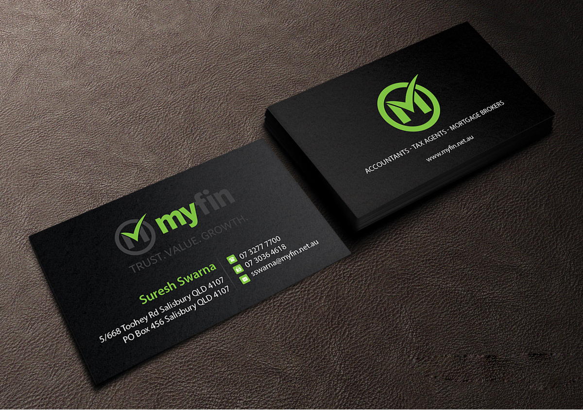 Diseño de Tarjeta de Presentación por Creations Box 2015 para Myfin Group Pty Ltd | Diseño #6535135