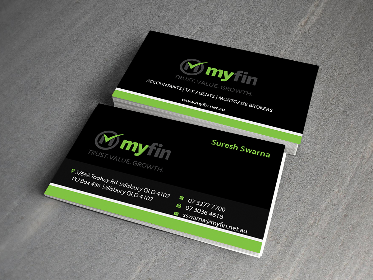 Business Card Design by Creations Box 2015 for Myfin Group Pty Ltd | Design #6535156