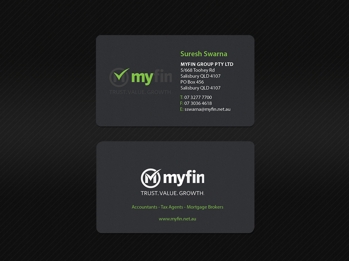 Business Card Design by Creations Box 2015 for Myfin Group Pty Ltd | Design #6535169