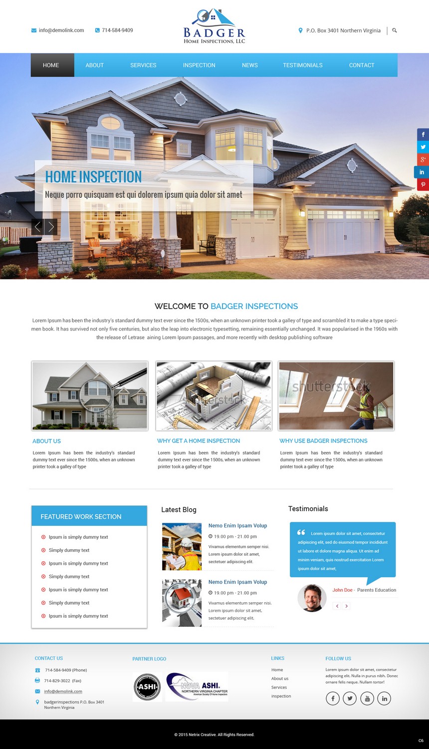 Web-Design von pb für Badger Home Inspections, LLC. | Design #6551934