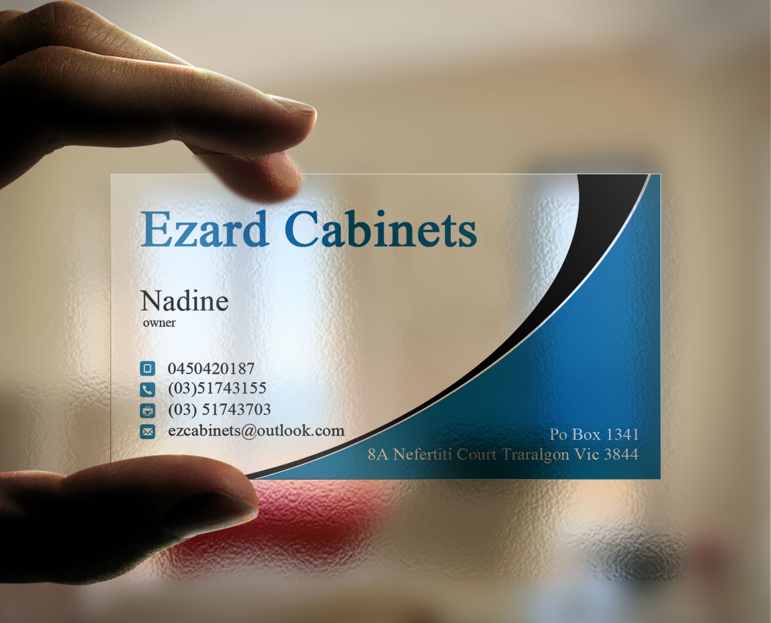 Business Card Design by Lanka Ama for Ezard Cabinets | Design #6528602