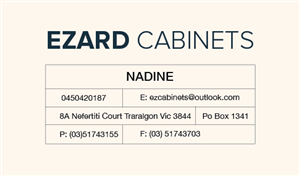 Business Card Design by suejk for Ezard Cabinets | Design #6527952