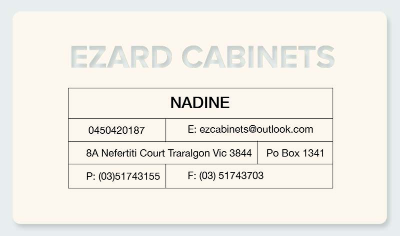 Business Card Design by suejk for Ezard Cabinets | Design #6528318