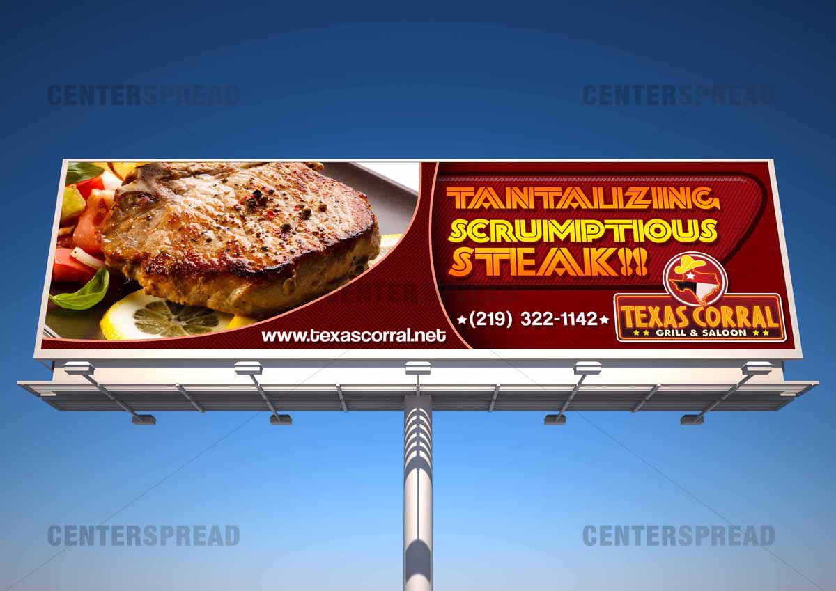 Billboard Design by CENTERSPREAD for Texas Corral | Design #1715406