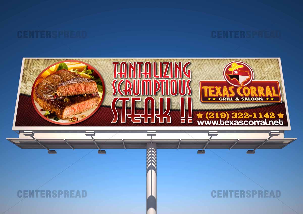 Billboard Design by CENTERSPREAD for Texas Corral | Design #1715412