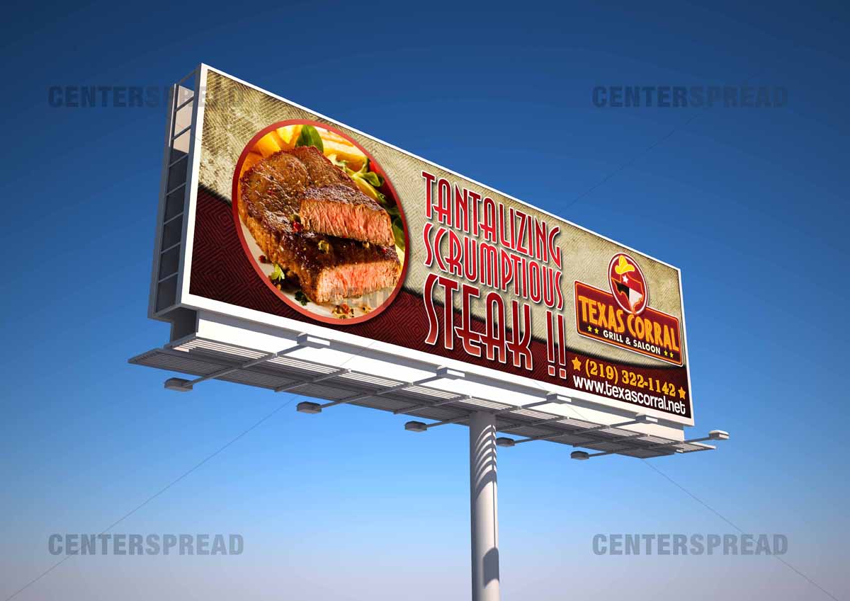 Billboard Design by CENTERSPREAD for Texas Corral | Design #1715414