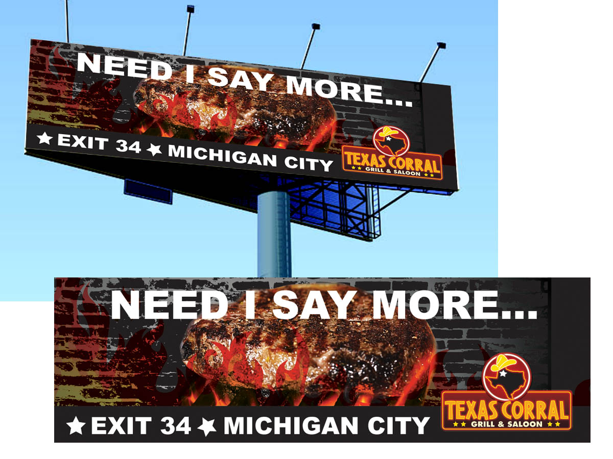 Billboard Design by Soula Vetter for Texas Corral | Design #1708515