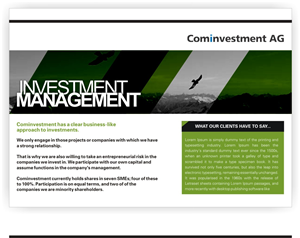 Design de Brochure par Sakura Miyuki pour Cominvestment AG | Design : #1775827