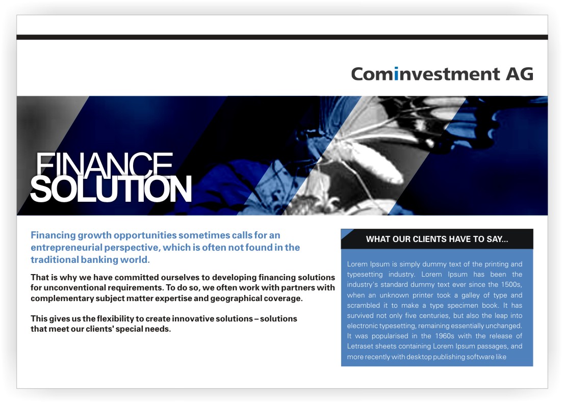 Design de Brochure par Sakura Miyuki pour Cominvestment AG | Design #1775831