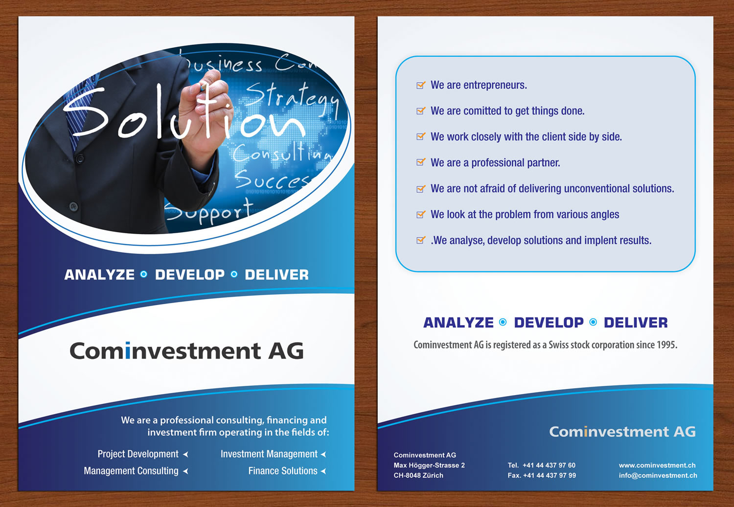 Brochure Design by Sbss for Cominvestment AG | Design #1719358
