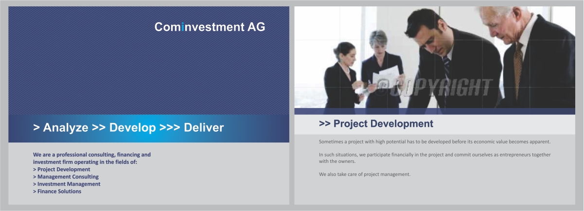 Brochure Design by barinix for Cominvestment AG | Design #1719184