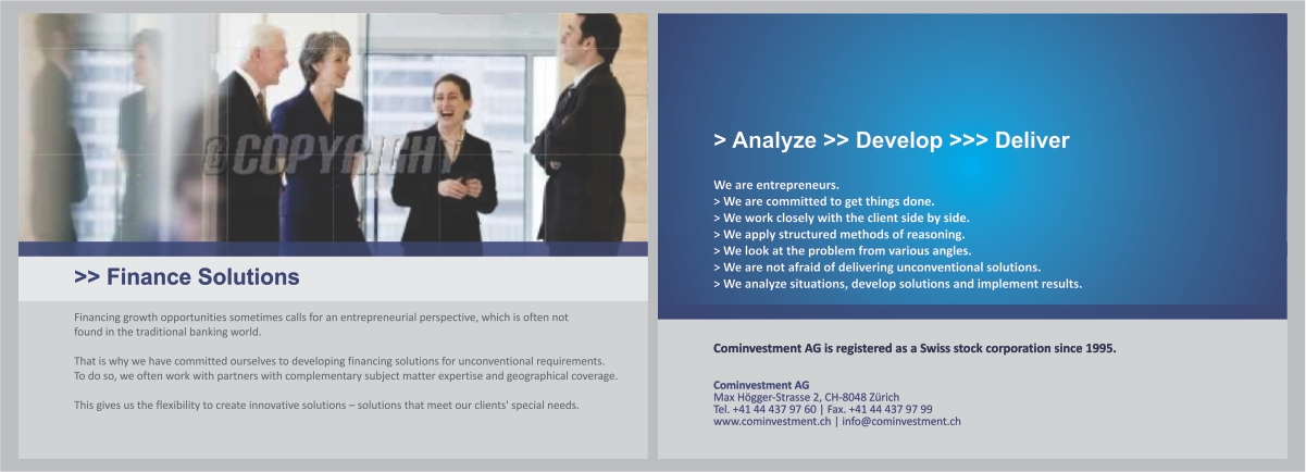 Diseño de Brochure por barinix para Cominvestment AG | Diseño #1719191